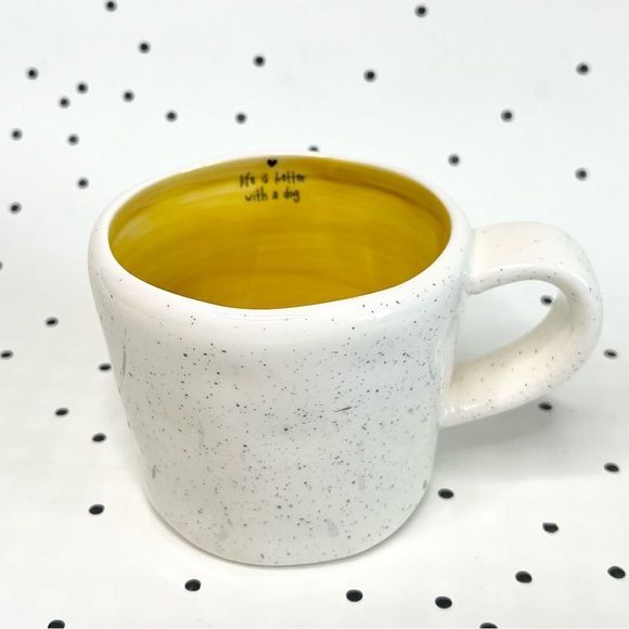 🐶 NATURAL LIFE 🐶 mug LIFE IS BETTER WITH A DOG coffee tea YELLOW CREAM - Picture 5 of 10